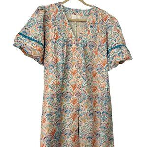 Victoria Dunn NWT Camille Cotton Mini Dress Pouf Puff Sleeve Sand Dollar XL $185